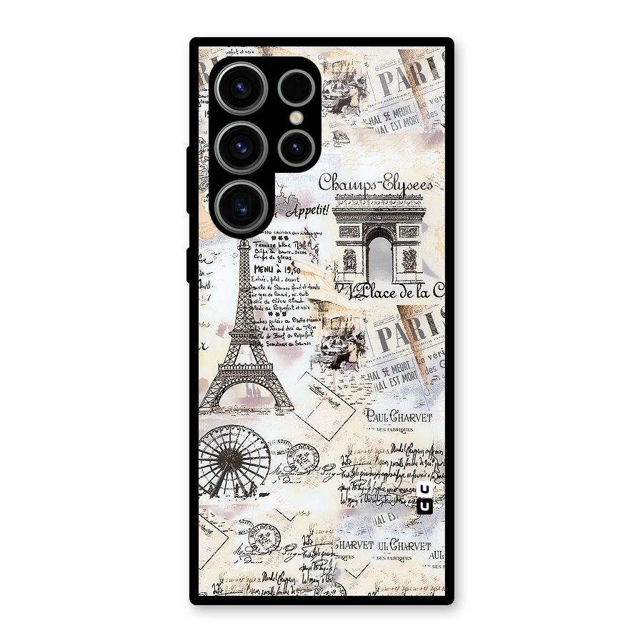 Paris Paper Glass Back Case for Galaxy S23 Ultra