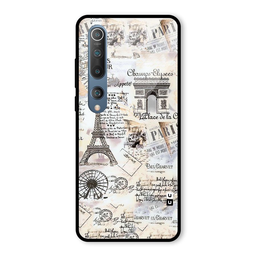Paris Paper Glass Back Case for Mi 10