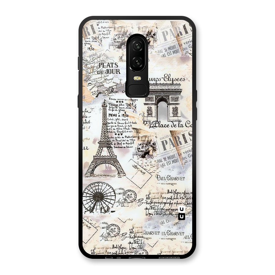 Paris Paper Glass Back Case for OnePlus 6