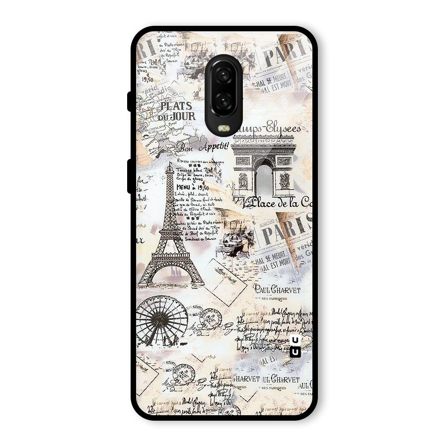Paris Paper Glass Back Case for OnePlus 6T