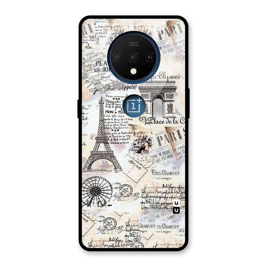 Paris Paper Glass Back Case for OnePlus 7T
