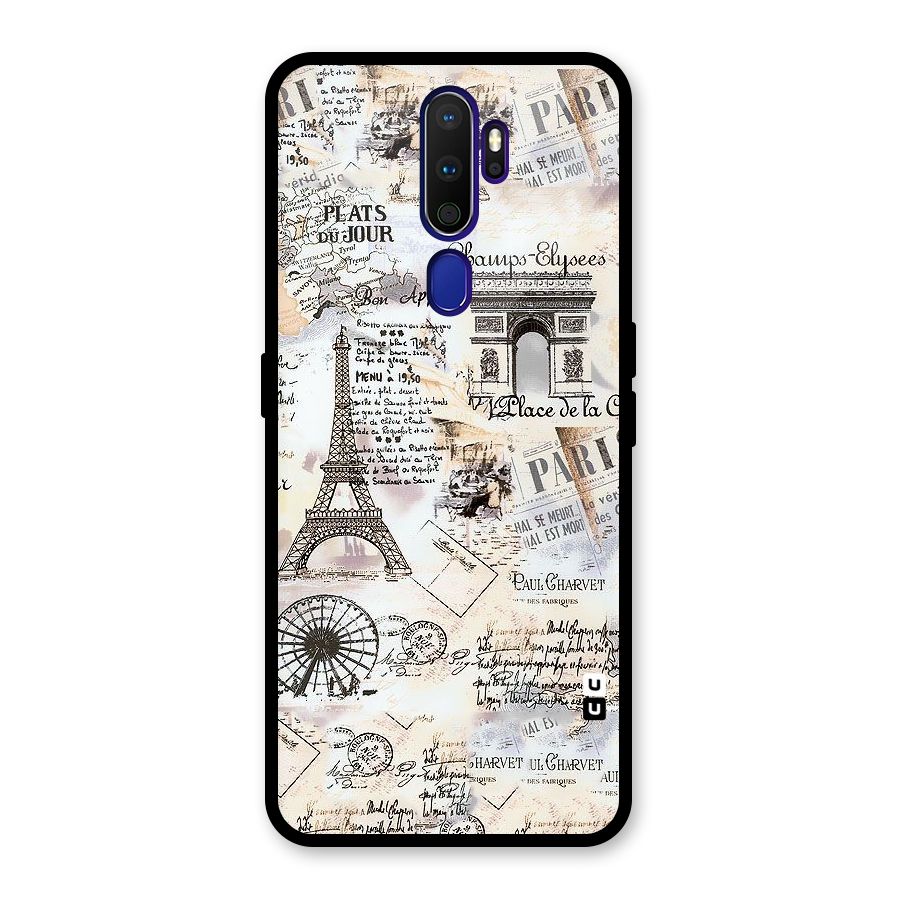 Paris Paper Glass Back Case for Oppo A9 (2020)