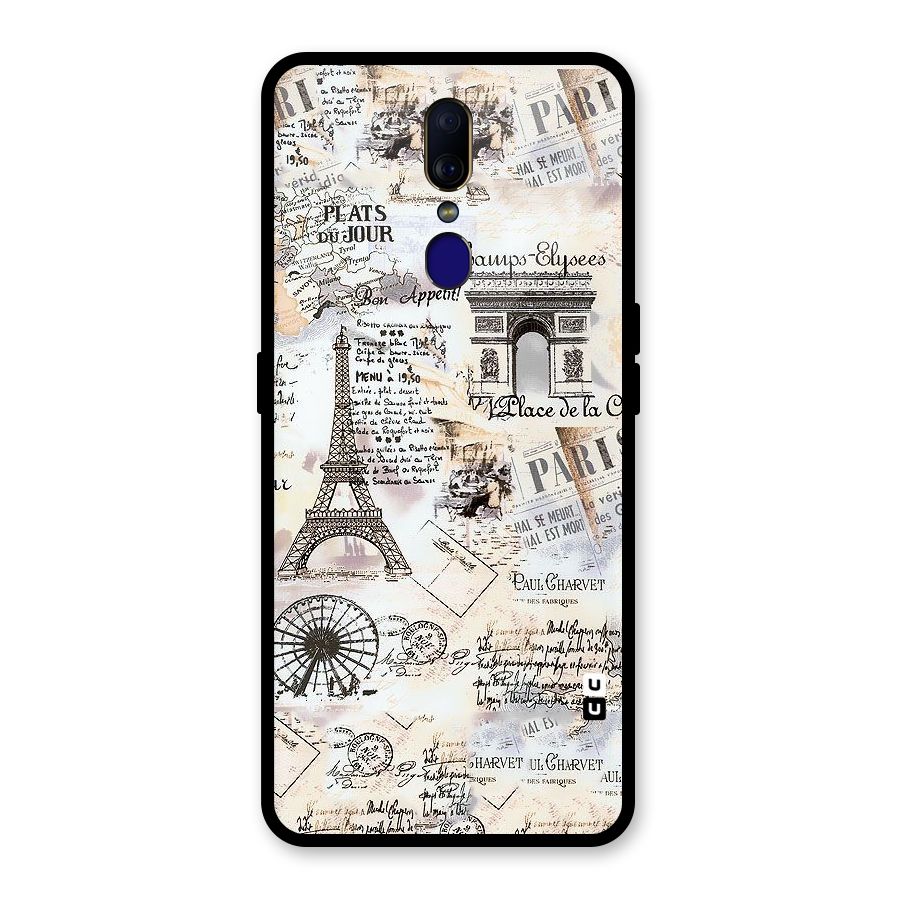 Paris Paper Glass Back Case for Oppo F11