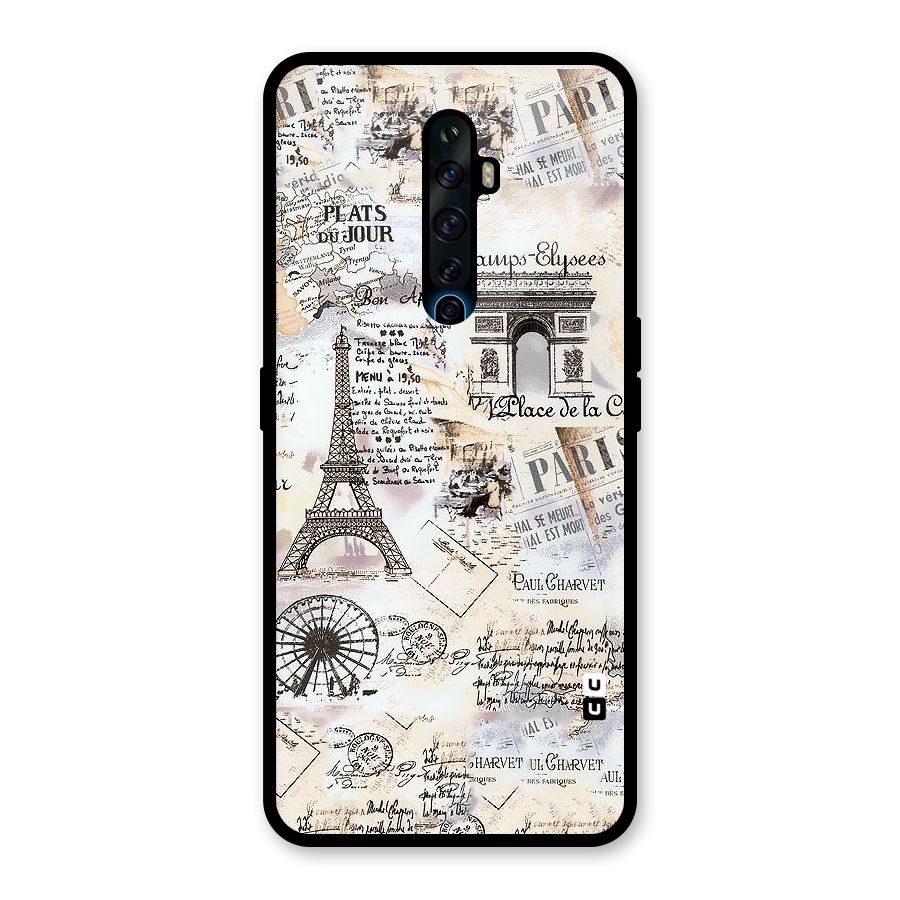 Paris Paper Glass Back Case for Oppo Reno2 F