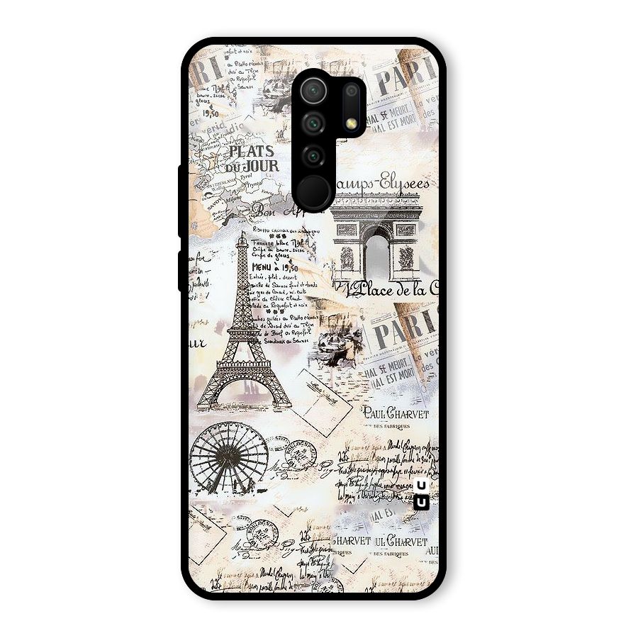 Paris Paper Glass Back Case for Poco M2