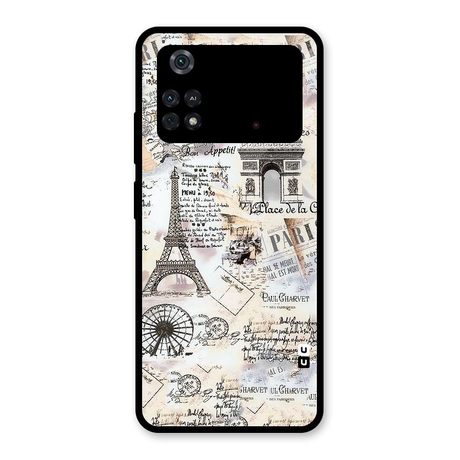 Paris Paper Glass Back Case for Poco M4 Pro 4G