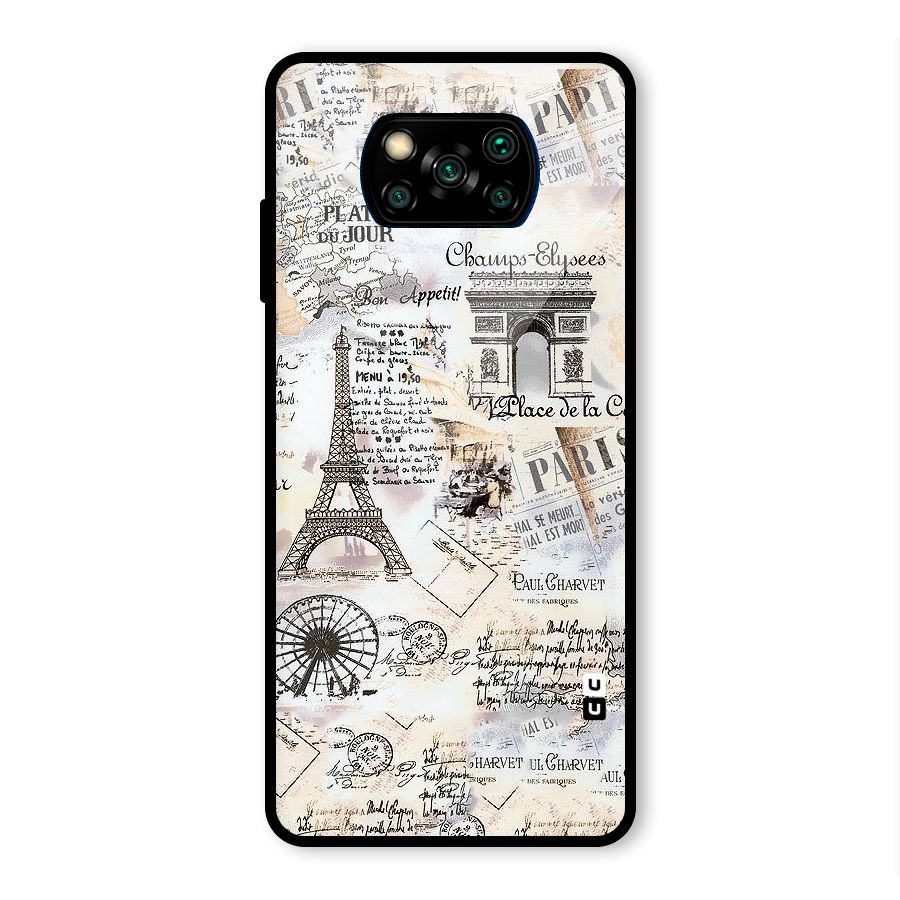 Paris Paper Glass Back Case for Poco X3 Pro
