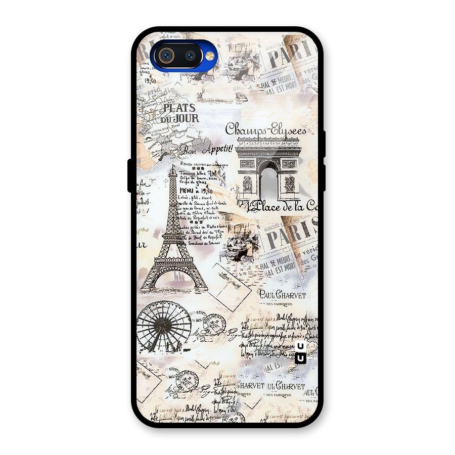 Paris Paper Glass Back Case for Realme C2