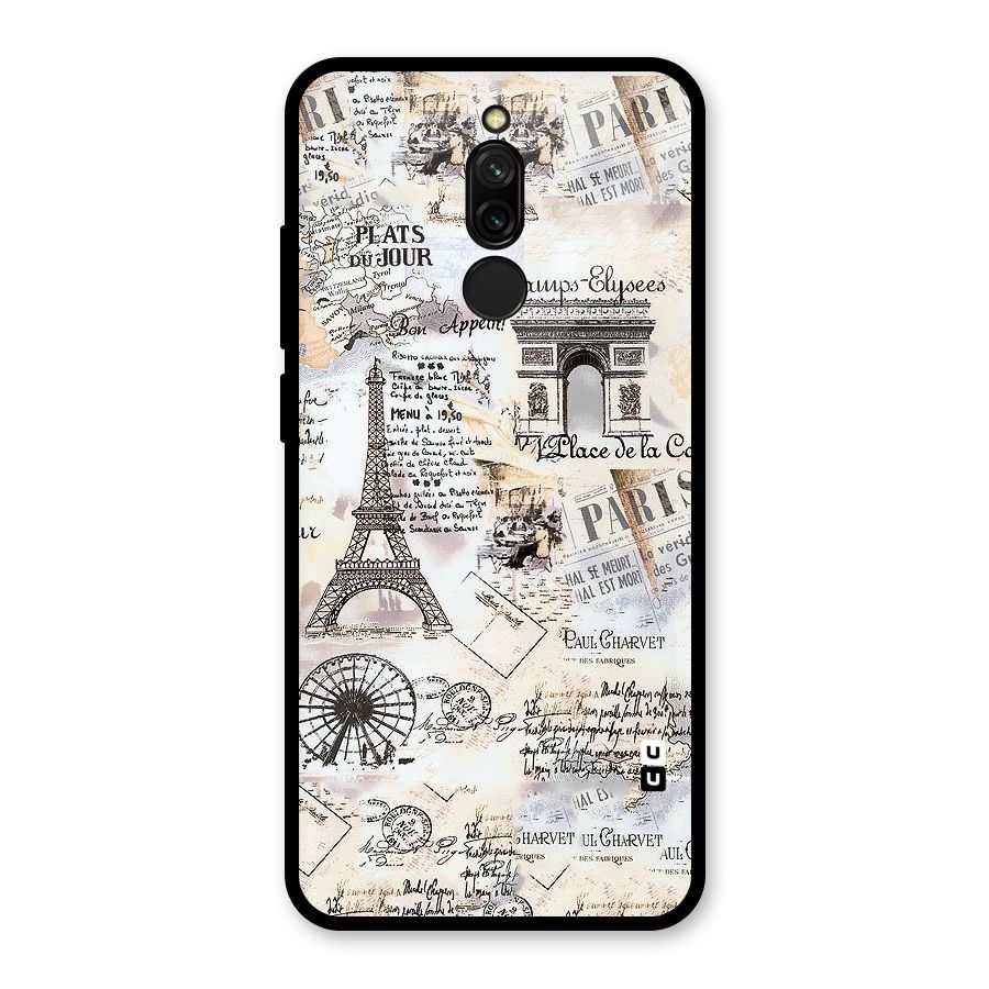 Paris Paper Glass Back Case for Redmi 8