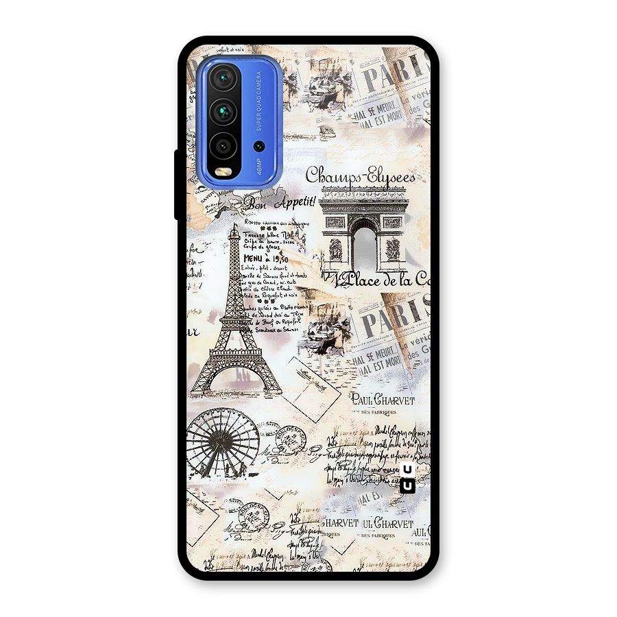 Paris Paper Glass Back Case for Redmi 9 Power