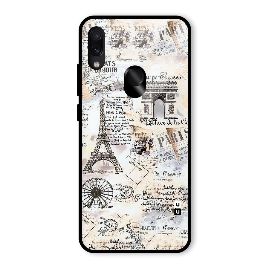 Paris Paper Glass Back Case for Redmi Note 7