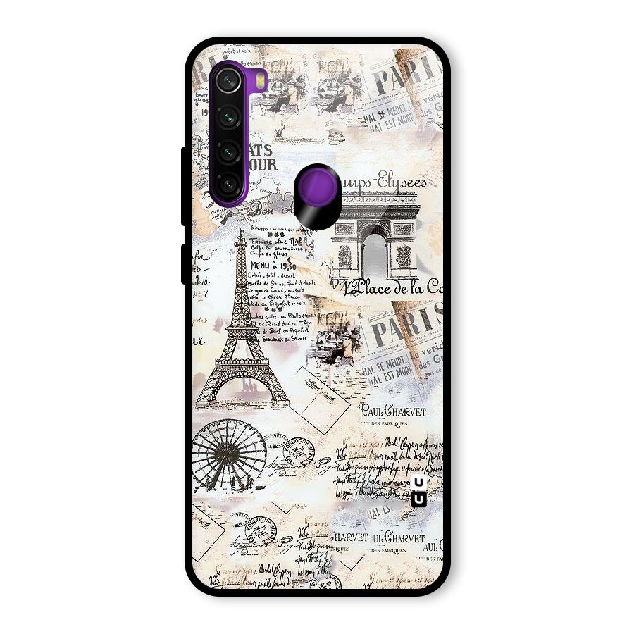 Paris Paper Glass Back Case for Redmi Note 8