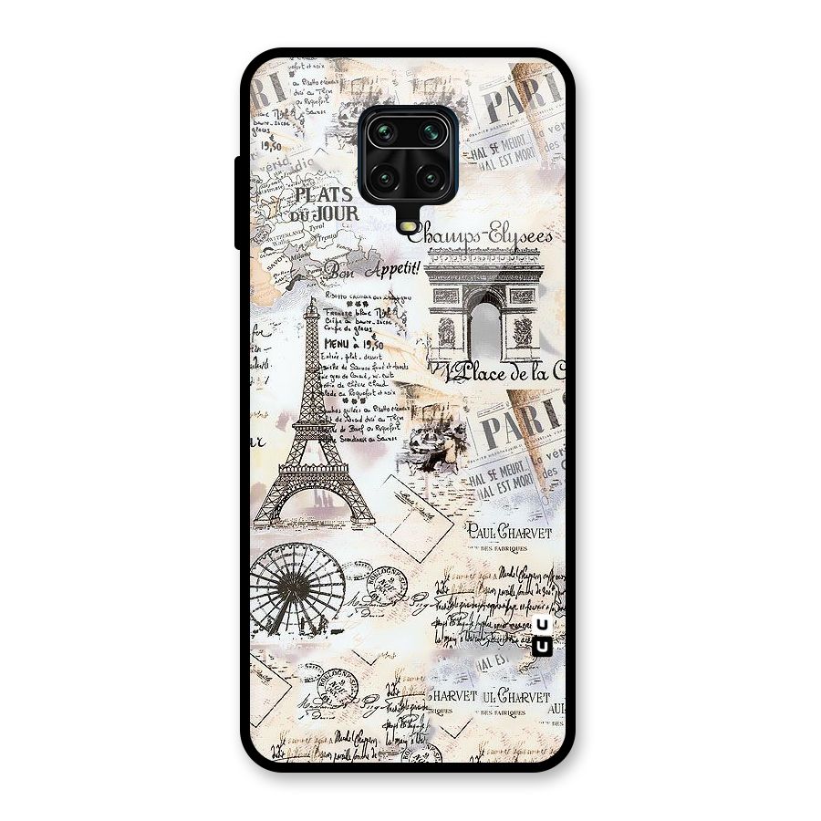 Paris Paper Glass Back Case for Redmi Note 9 Pro