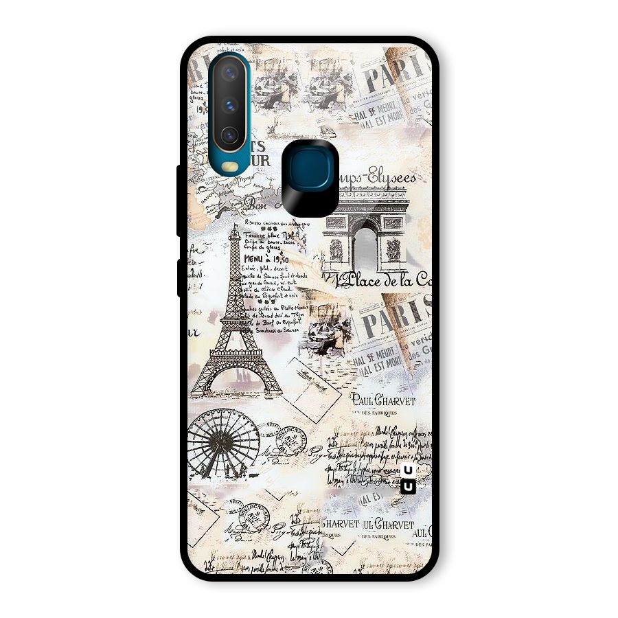 Paris Paper Glass Back Case for Vivo U10