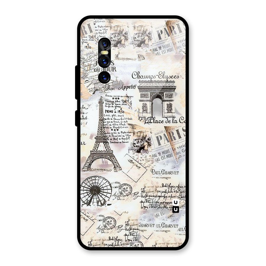 Paris Paper Glass Back Case for Vivo V15 Pro