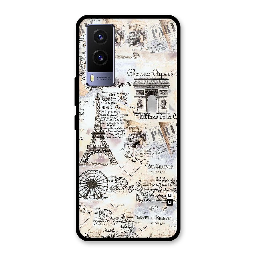 Paris Paper Glass Back Case for Vivo V21e 5G