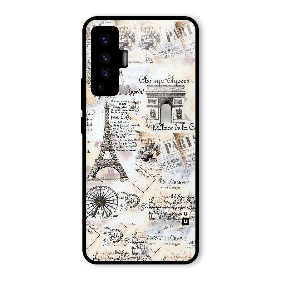 Paris Paper Glass Back Case for Vivo X50