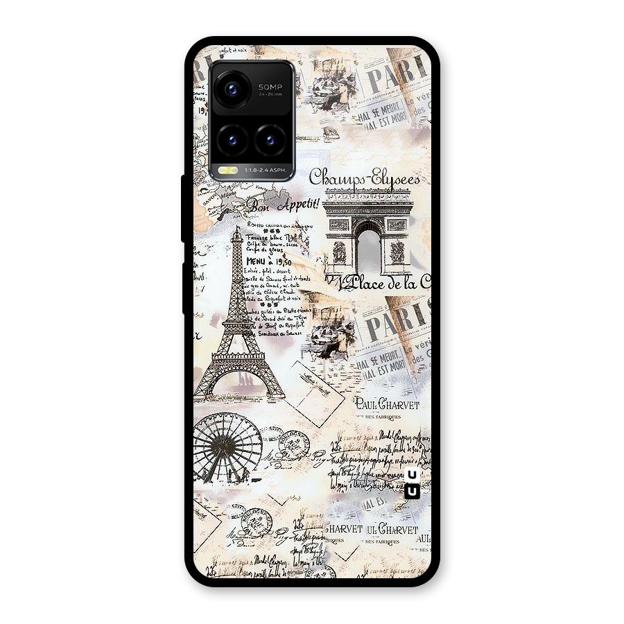 Paris Paper Glass Back Case for Vivo Y21T