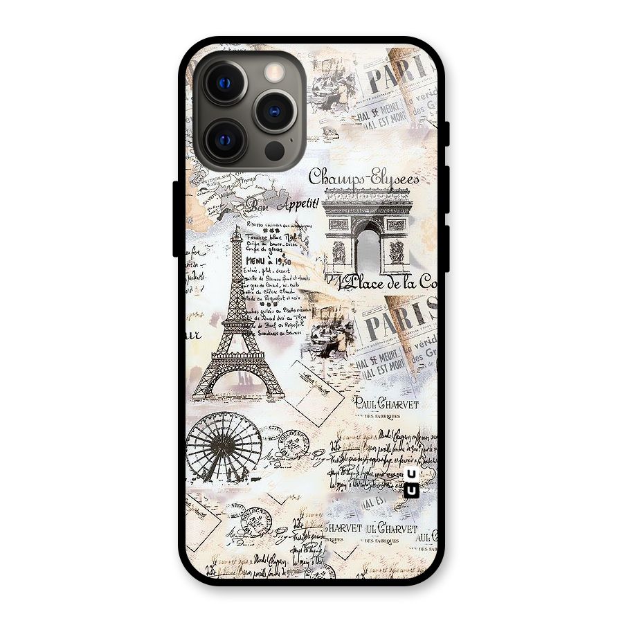 Paris Paper Glass Back Case for iPhone 12 Pro Max