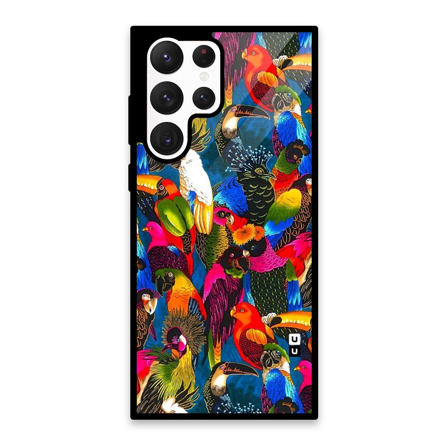 Parrot Art Glass Back Case for Galaxy S22 Ultra 5G