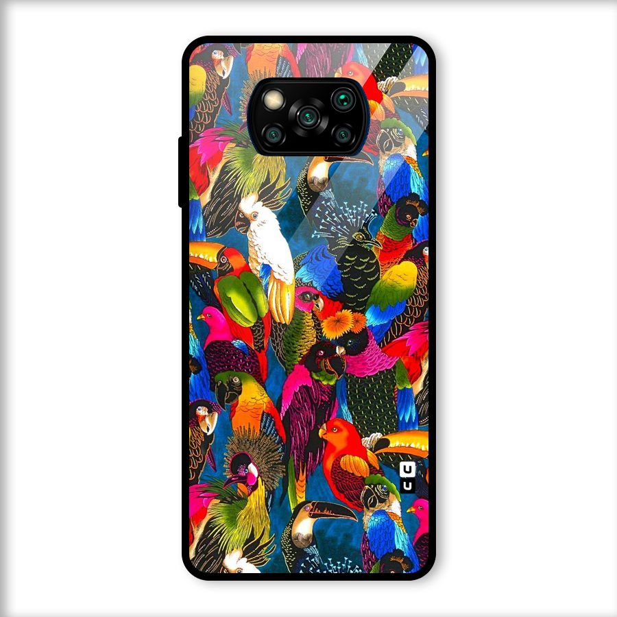 Parrot Art Glass Back Case for Poco X3