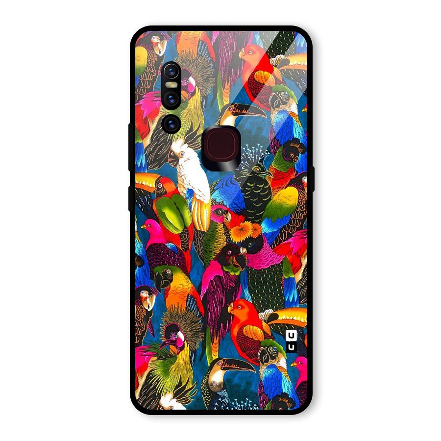 Parrot Art Glass Back Case for Vivo V15