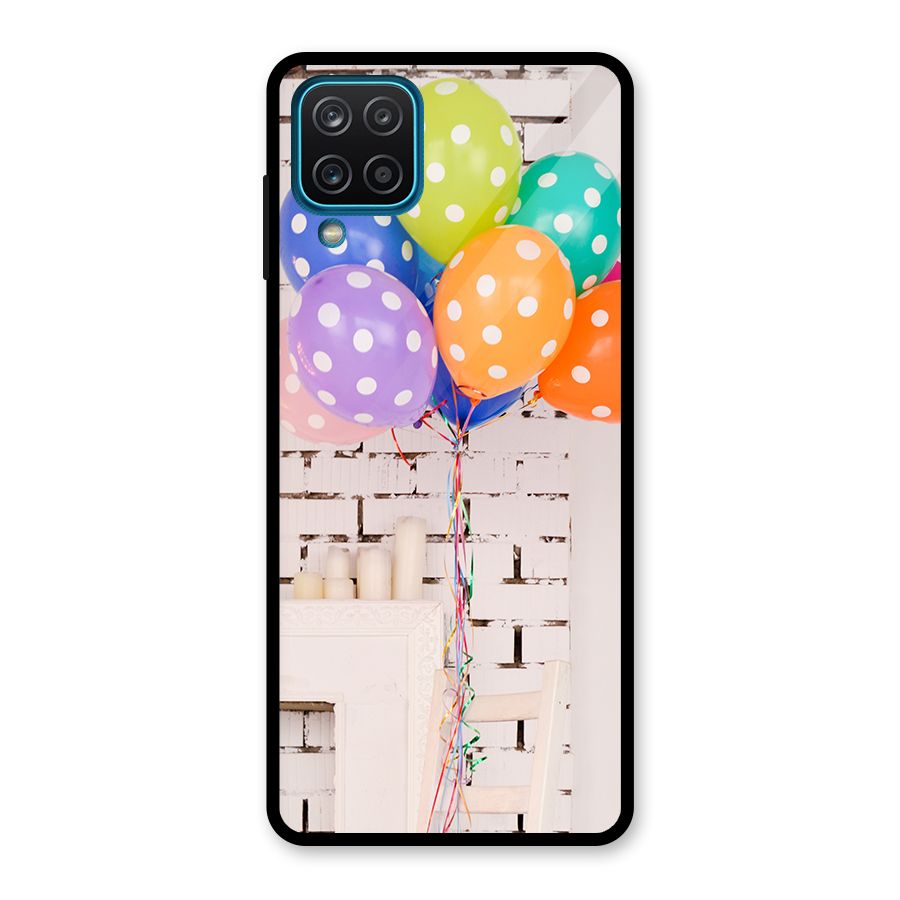 Party Balloons Glass Back Case for Galaxy A12
