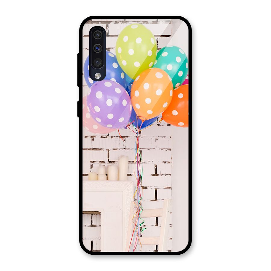 Party Balloons Glass Back Case for Galaxy A50