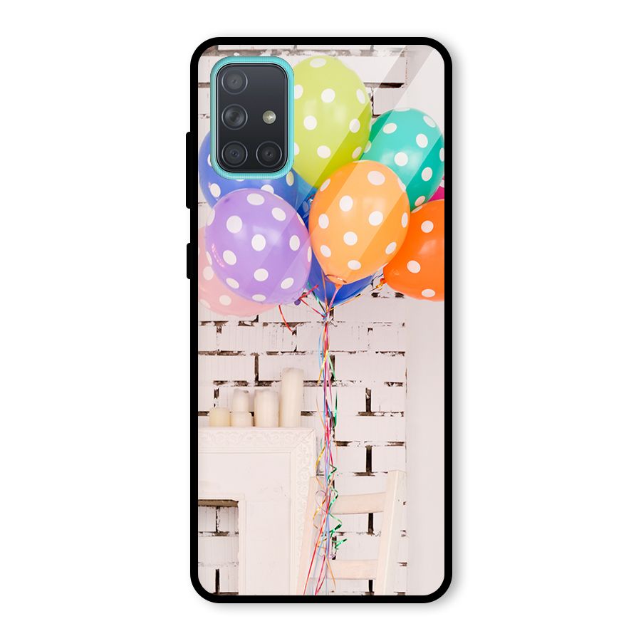 Party Balloons Glass Back Case for Galaxy A71