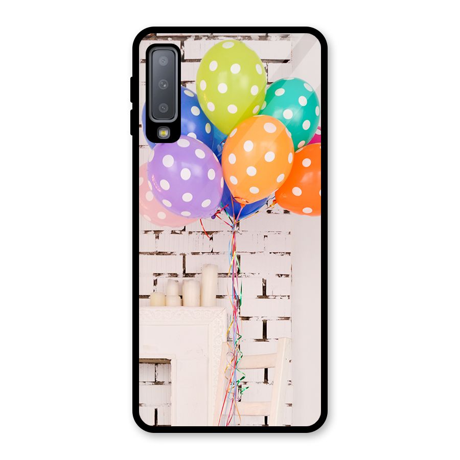 Party Balloons Glass Back Case for Galaxy A7 (2018)