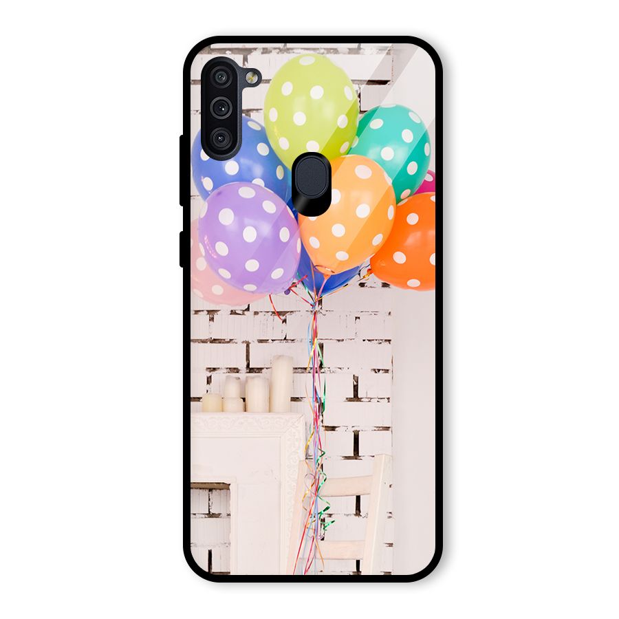 Party Balloons Glass Back Case for Galaxy M11