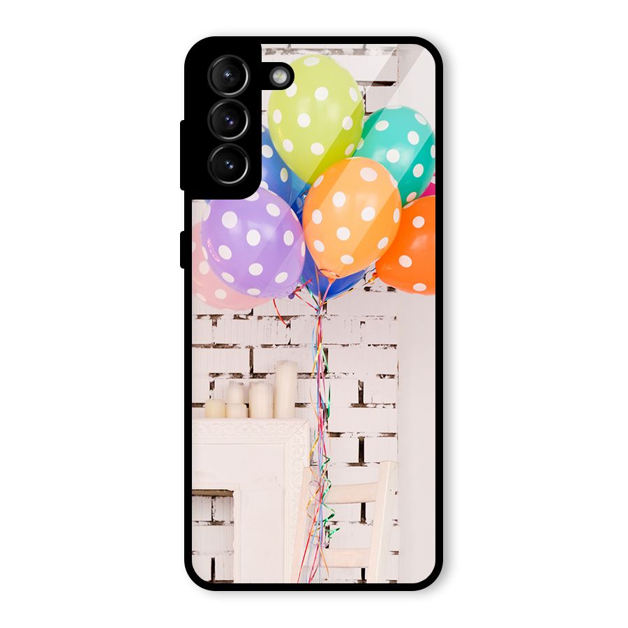 Party Balloons Glass Back Case for Galaxy S21 Plus