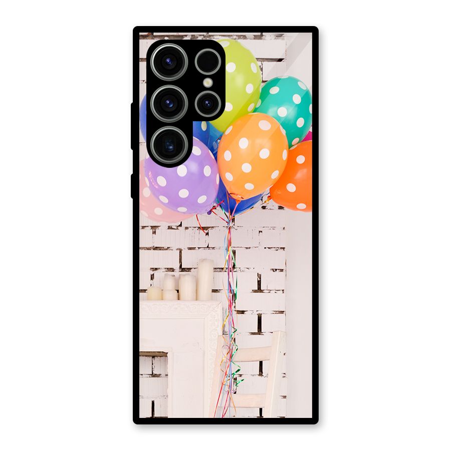 Party Balloons Glass Back Case for Galaxy S23 Ultra