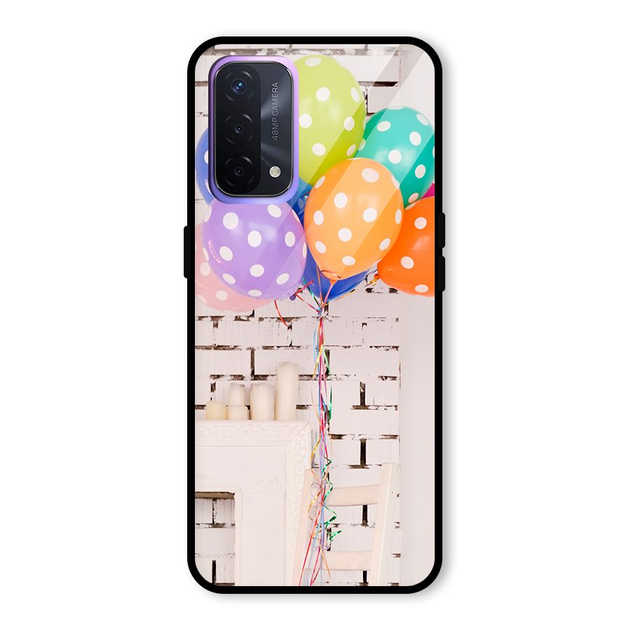 Party Balloons Glass Back Case for Oppo A74 5G
