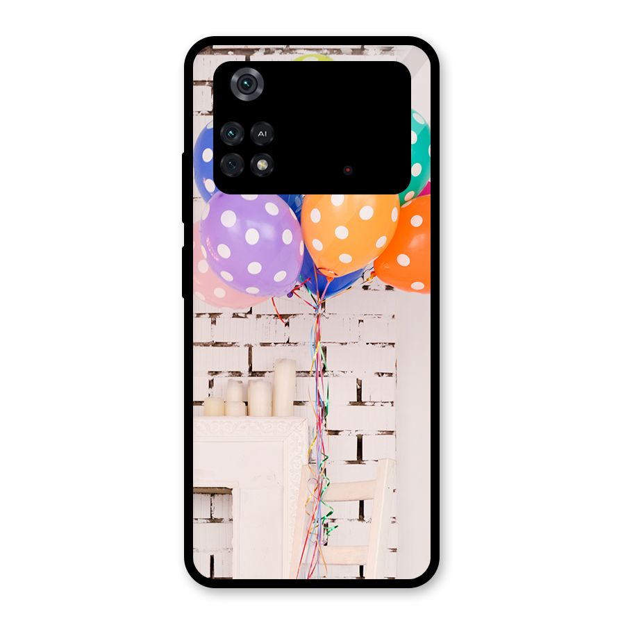 Party Balloons Glass Back Case for Poco M4 Pro 4G