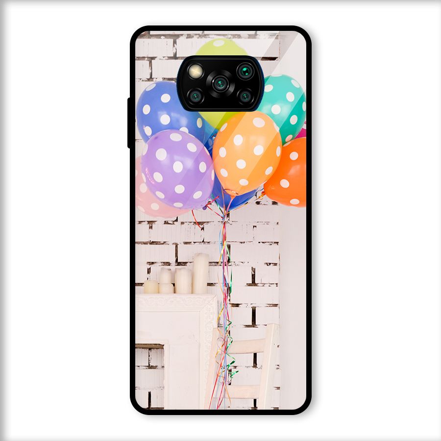 Party Balloons Glass Back Case for Poco X3