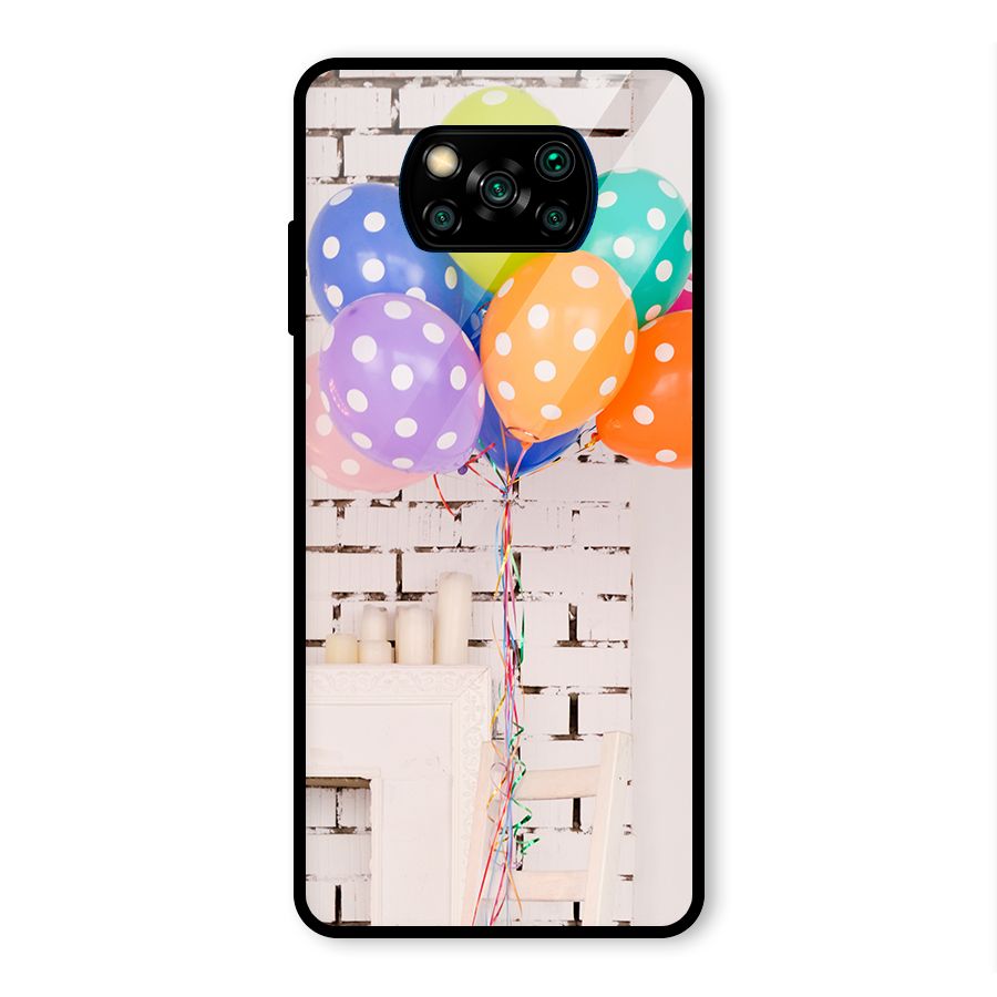 Party Balloons Glass Back Case for Poco X3 Pro
