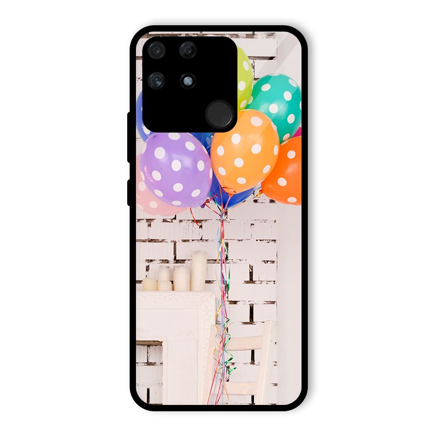 Party Balloons Glass Back Case for Realme Narzo 50A
