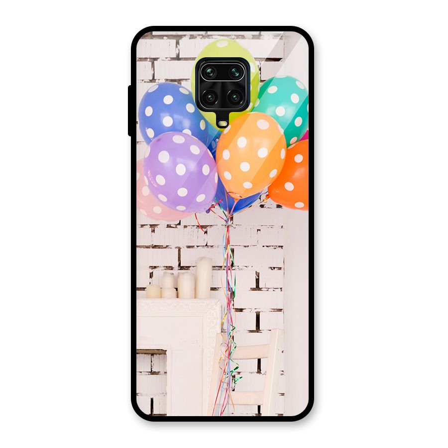 Party Balloons Glass Back Case for Redmi Note 9 Pro