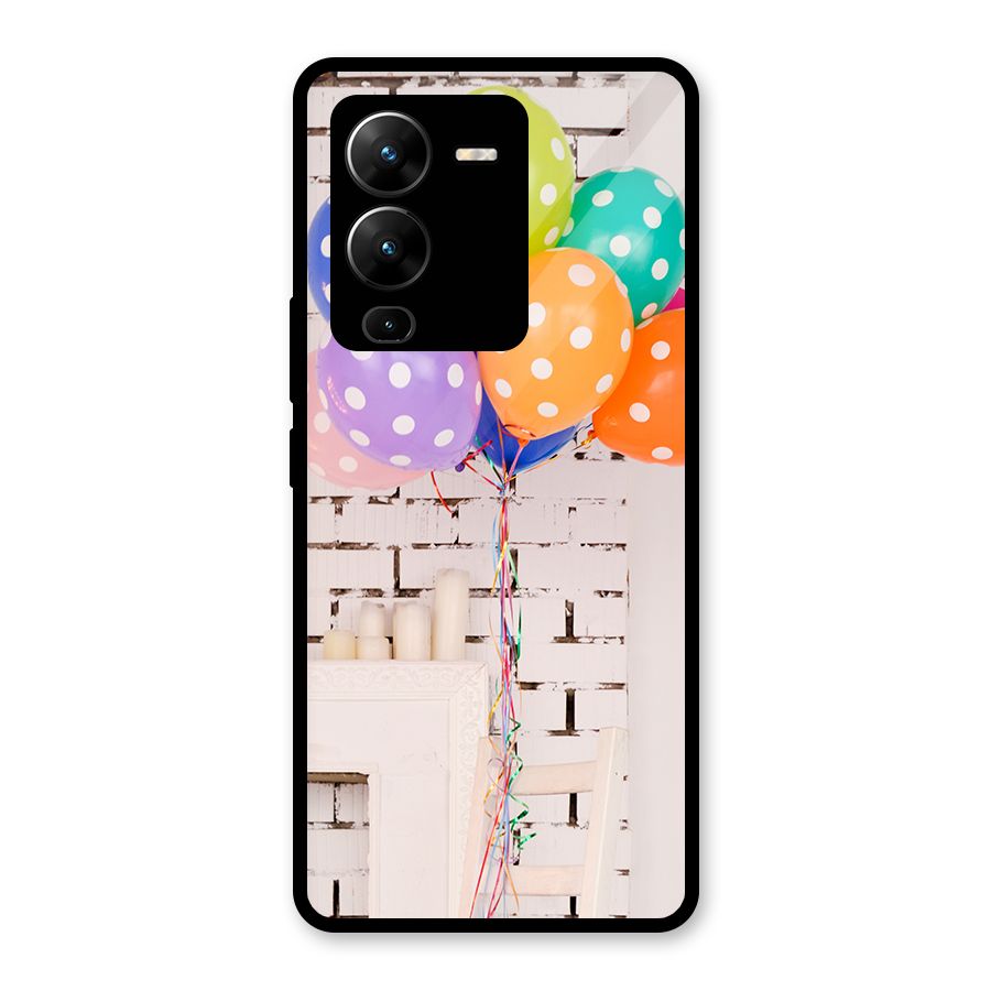 Party Balloons Glass Back Case for Vivo V25 Pro