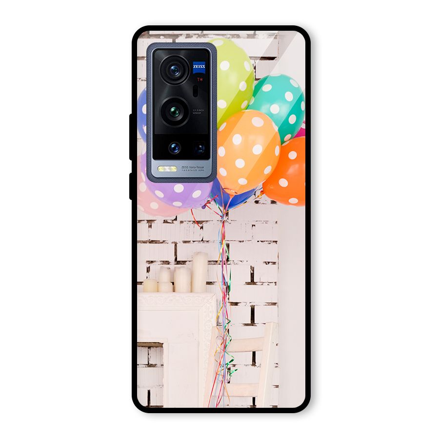Party Balloons Glass Back Case for Vivo X60 Pro Plus