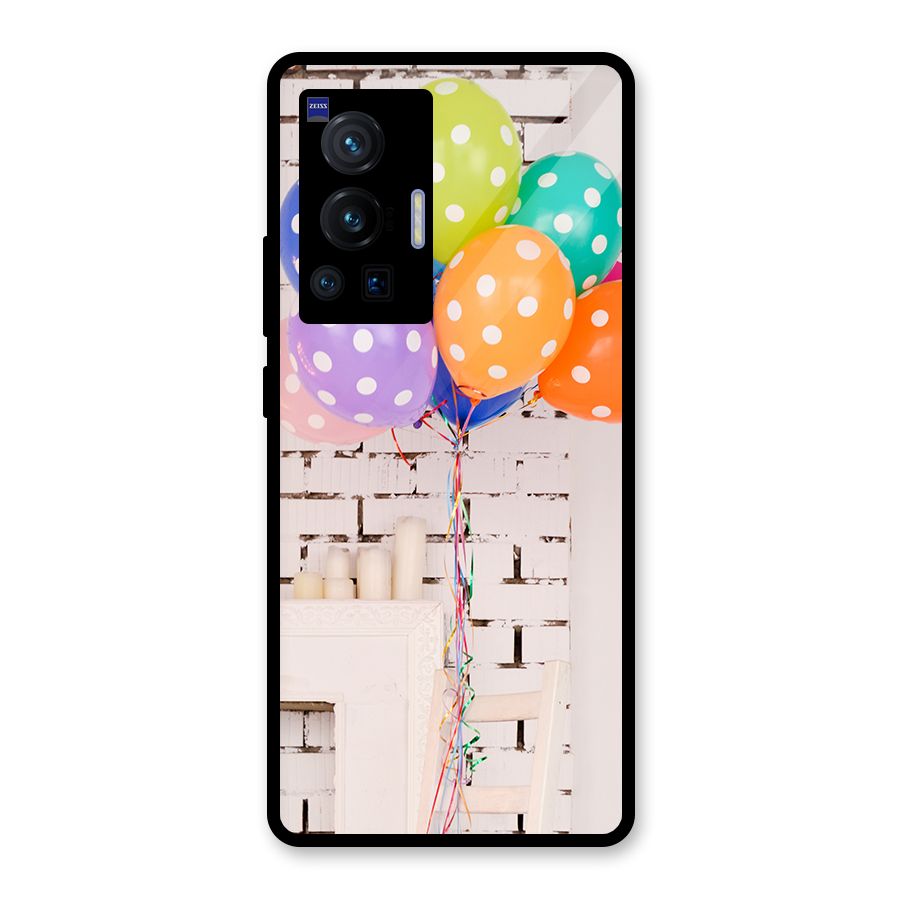 Party Balloons Glass Back Case for Vivo X70 Pro