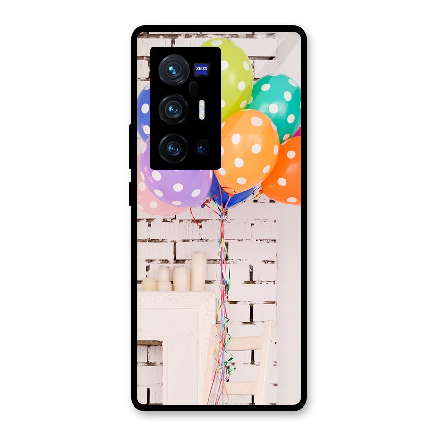Party Balloons Glass Back Case for Vivo X70 Pro Plus