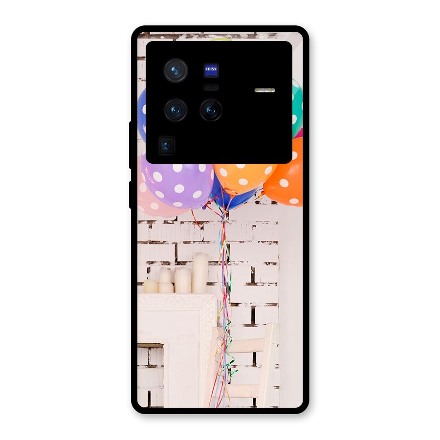 Party Balloons Glass Back Case for Vivo X80 Pro