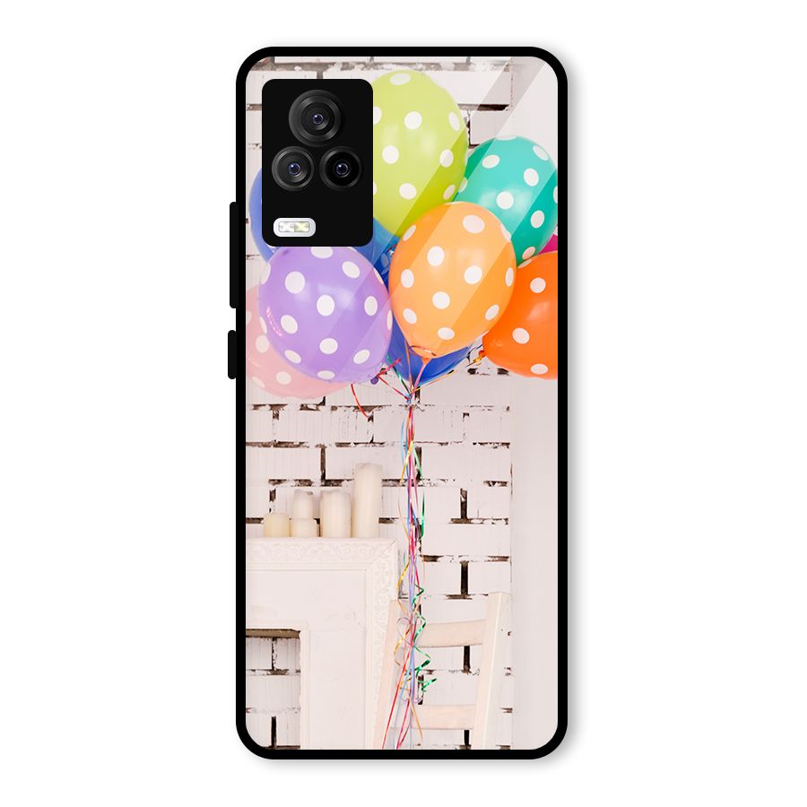 Party Balloons Glass Back Case for Vivo iQOO 7 Legend 5G