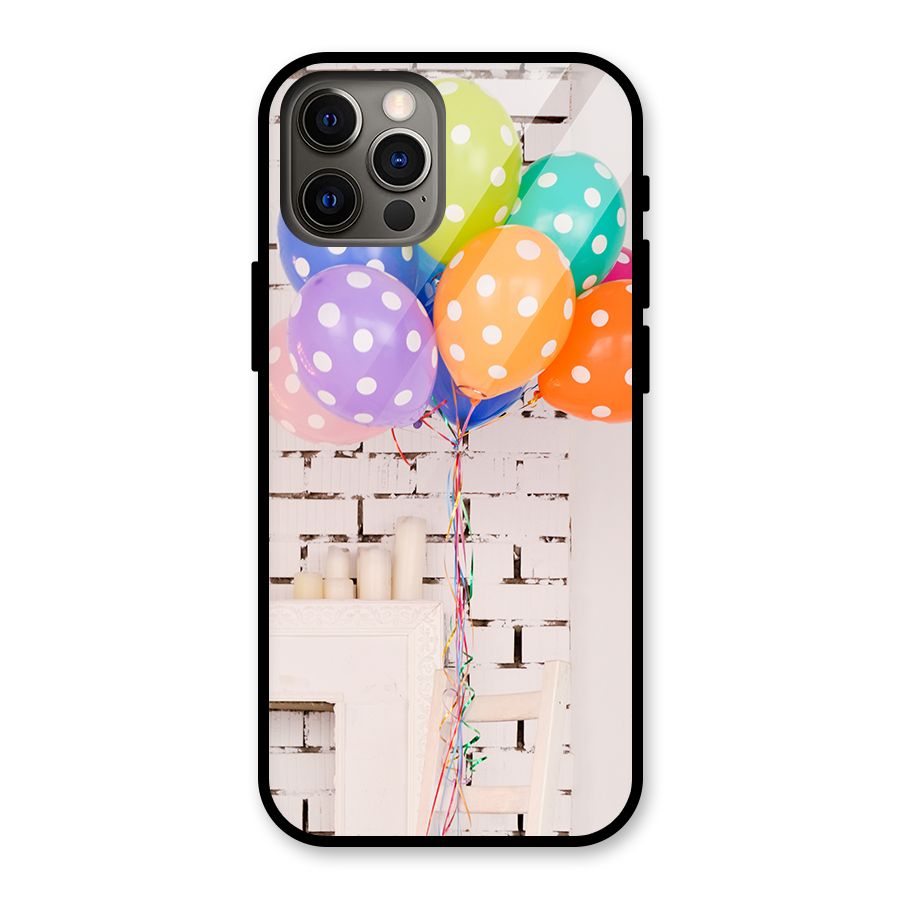 Party Balloons Glass Back Case for iPhone 12 Pro