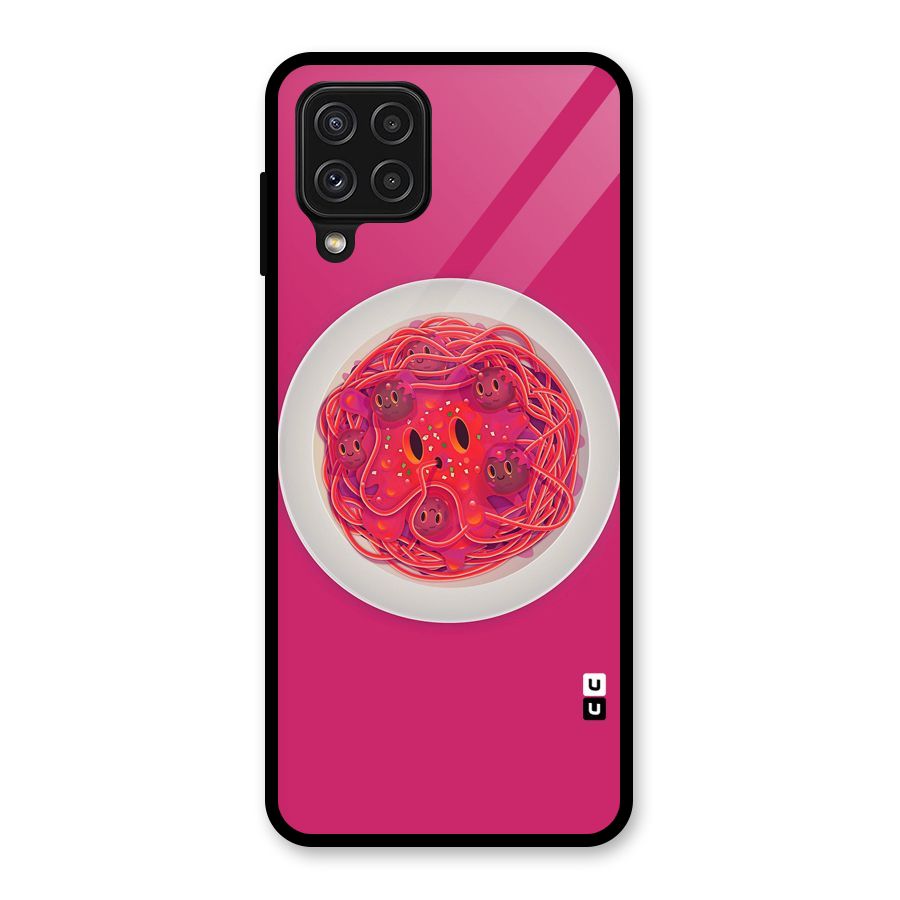Pasta Cute Glass Back Case for Galaxy A22 4G