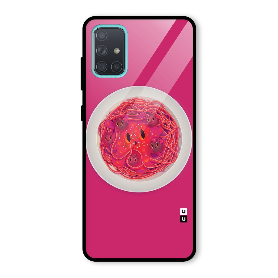 Pasta Cute Glass Back Case for Galaxy A71