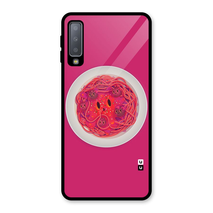 Pasta Cute Glass Back Case for Galaxy A7 (2018)