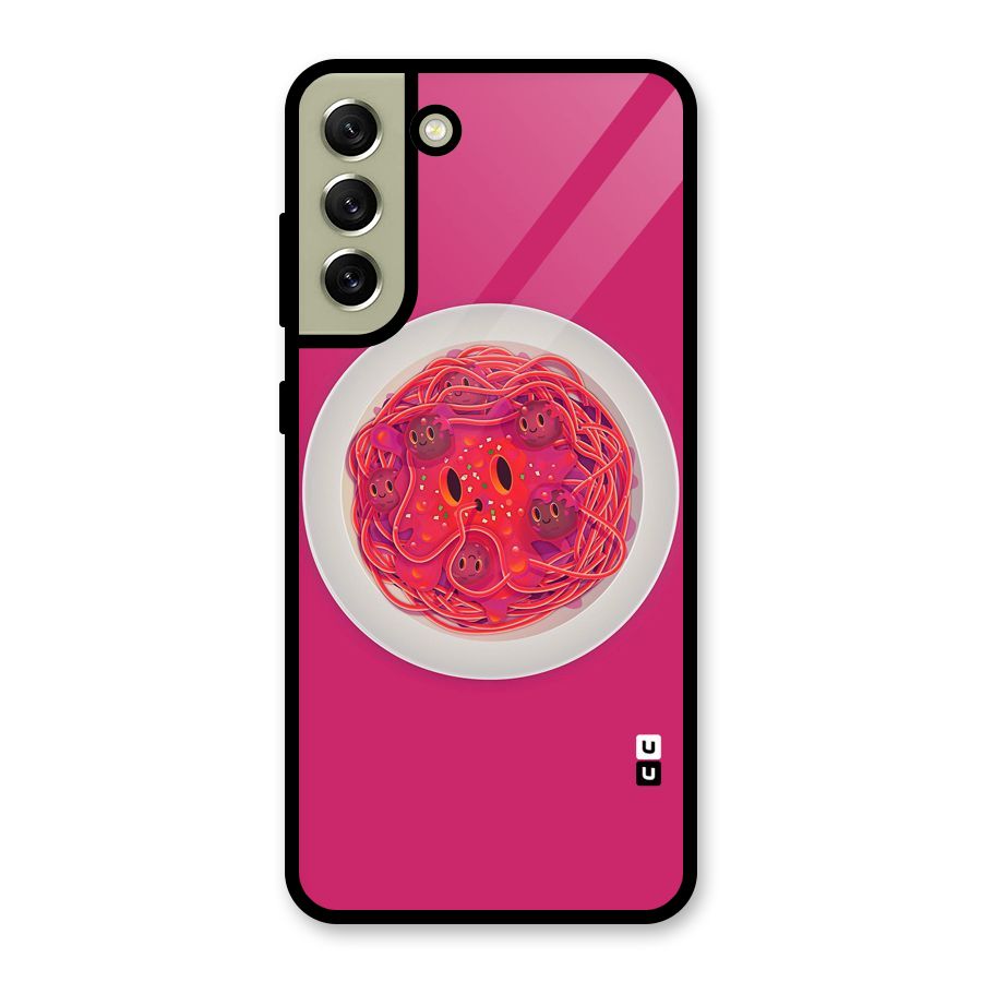 Pasta Cute Glass Back Case for Galaxy S21 FE 5G